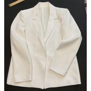 Vintage JCPenney Blazer Womens 10 White Motion Jacket One Button Made USA 90s